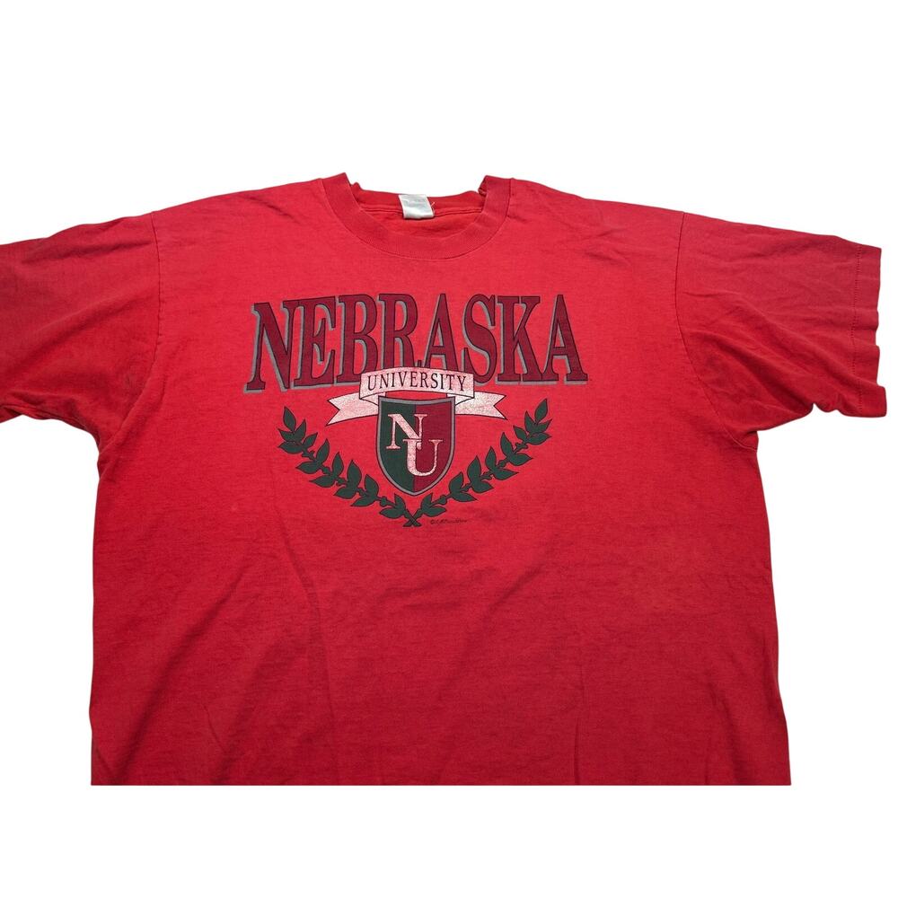Vintage 90s Nebraska Cornhuskers ESP Coll Red Single Stitch T-Shirt Size XL